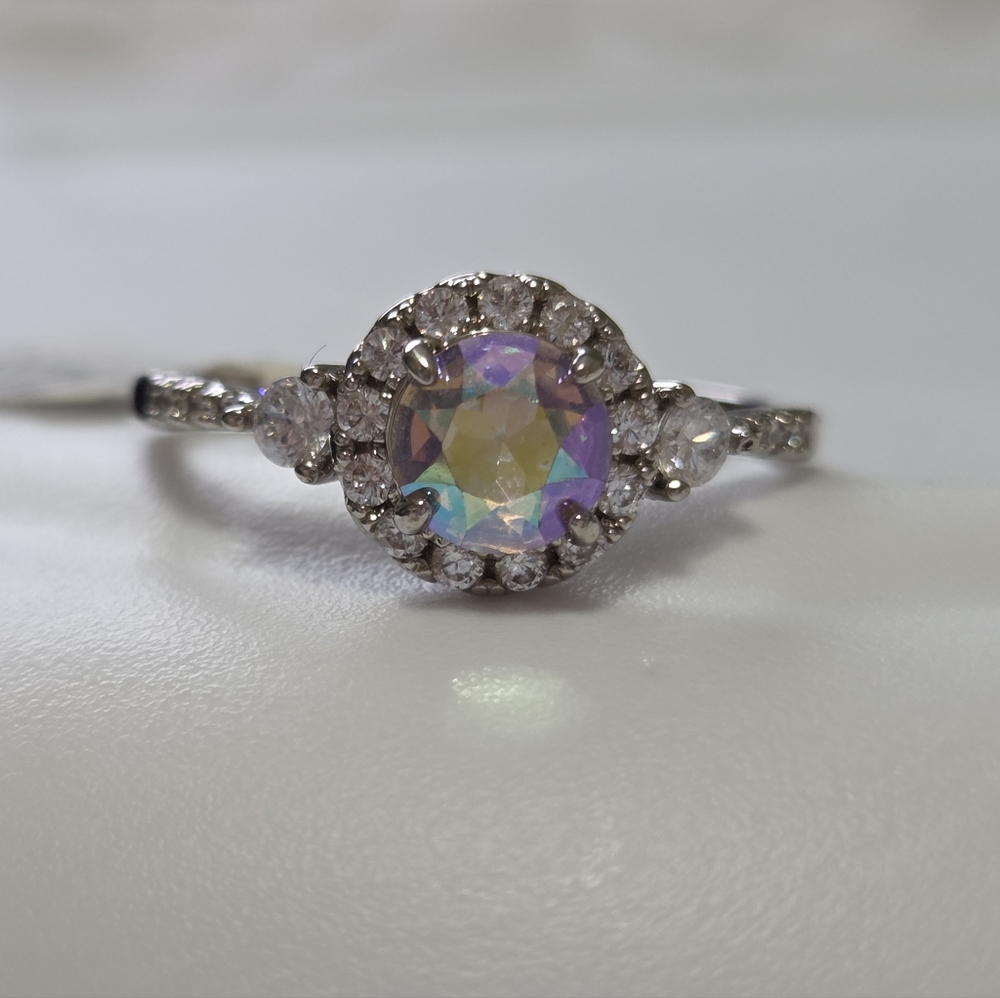 NWT Charmed Aroma Aurora Pink Rainbow Whimsigoth Coquette Mermaid Ring S925 Sz 9